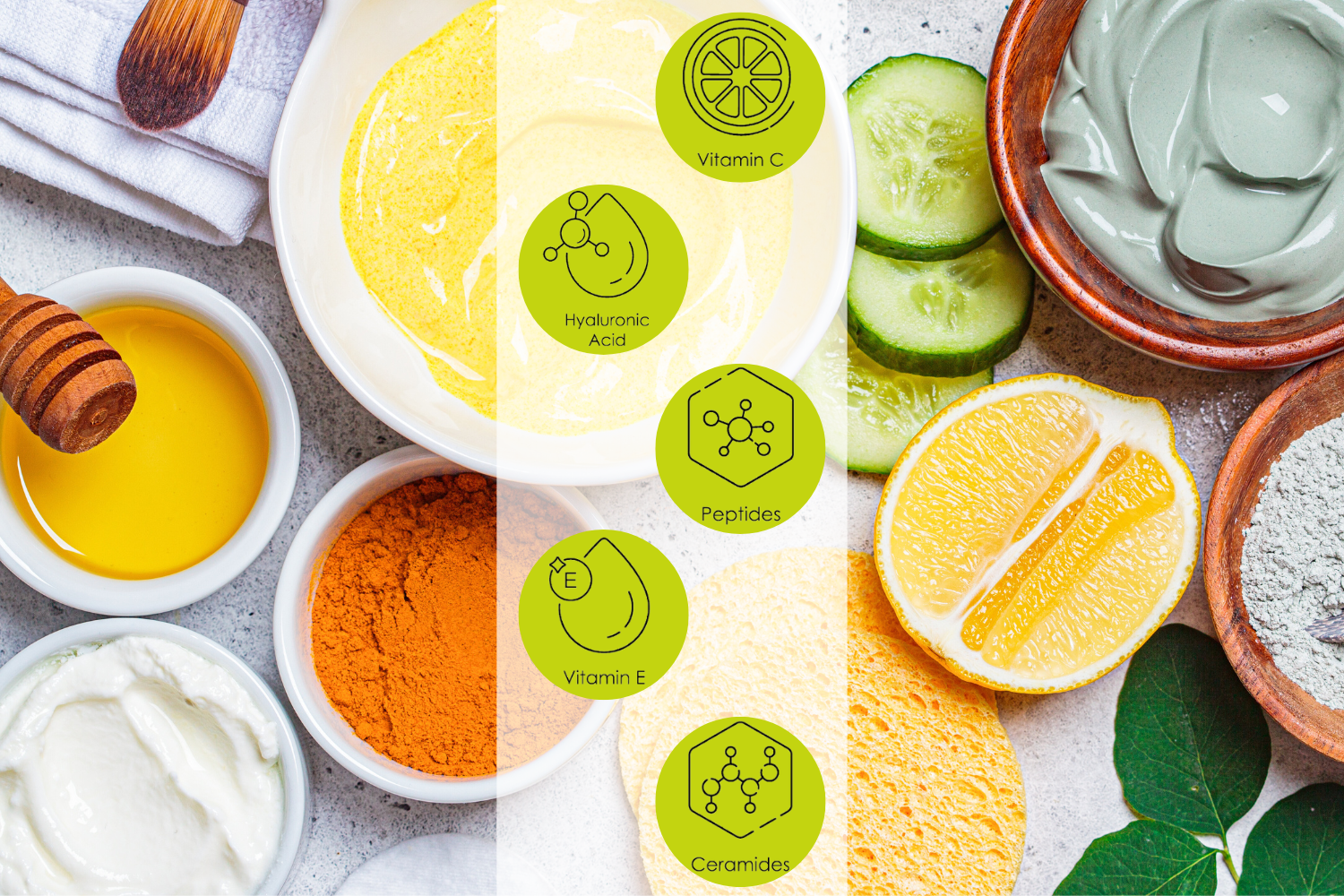 Treatment for vitamin C, Hyaluronic Acid, Peptides, vitamin E, Ceramides